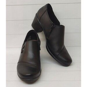 Clarks Collection Emslie Warren Women's 8.5 Slip On Loafer Black Leather Block H